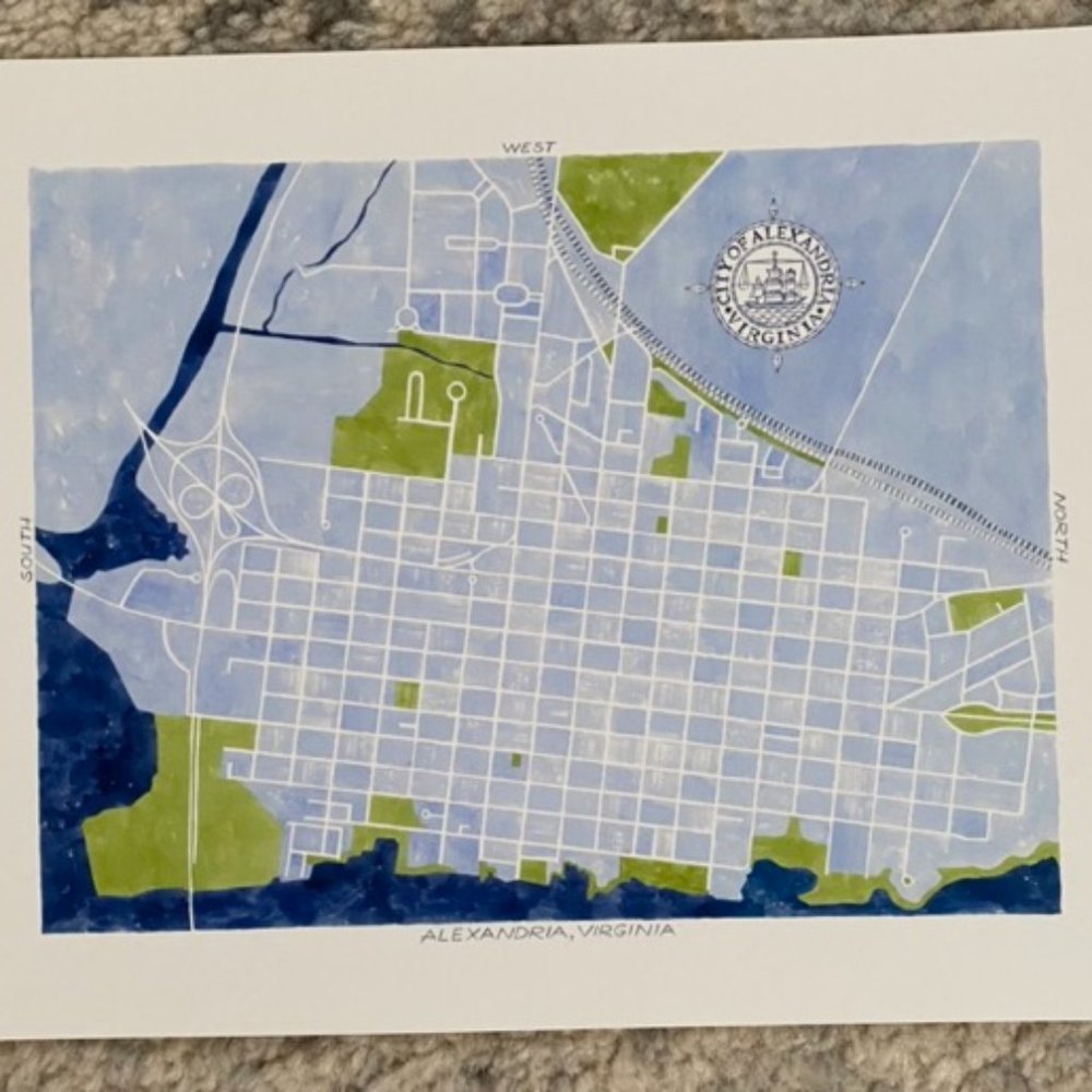 City of Alexandria, Virginia Watercolor Print